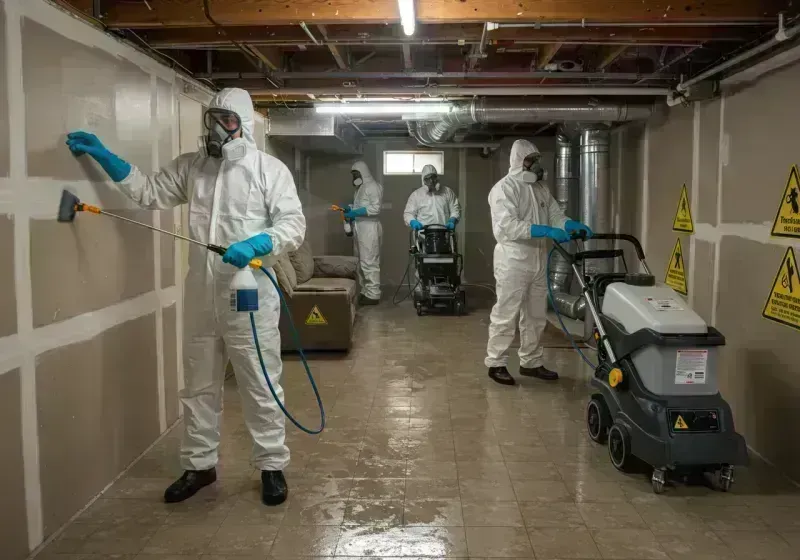 Basement Moisture Removal and Structural Drying process in Hebron, OH